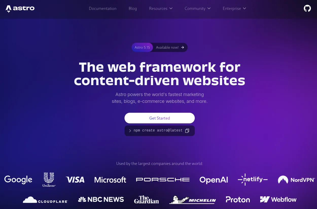 Astro landing page